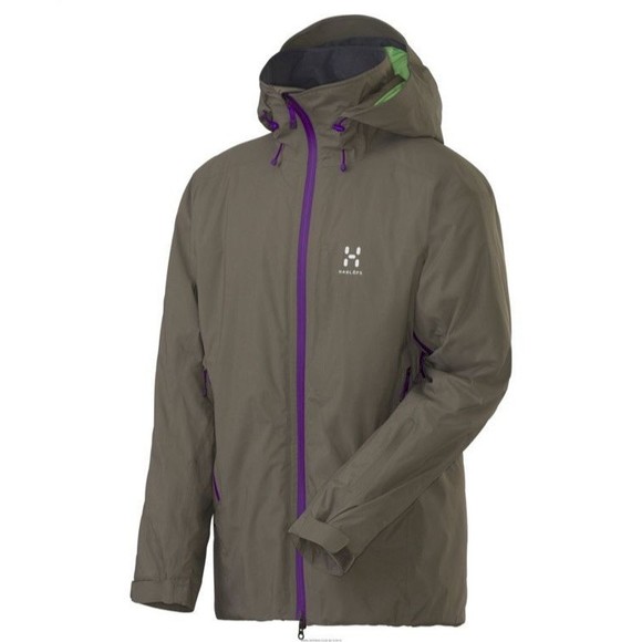 Haglofs Men’s Skra Insulated Gore Tex Shell Jacket Hooded Driftwood Size Small